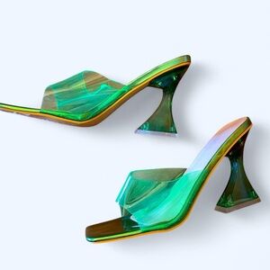 Green Iridescent Sculptural Heels